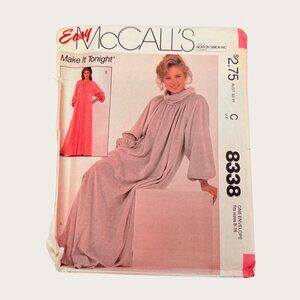 Vintage 1980s McCalls Sewing Pattern 8338 Misses Lounge Dress Size 8-18 Robe